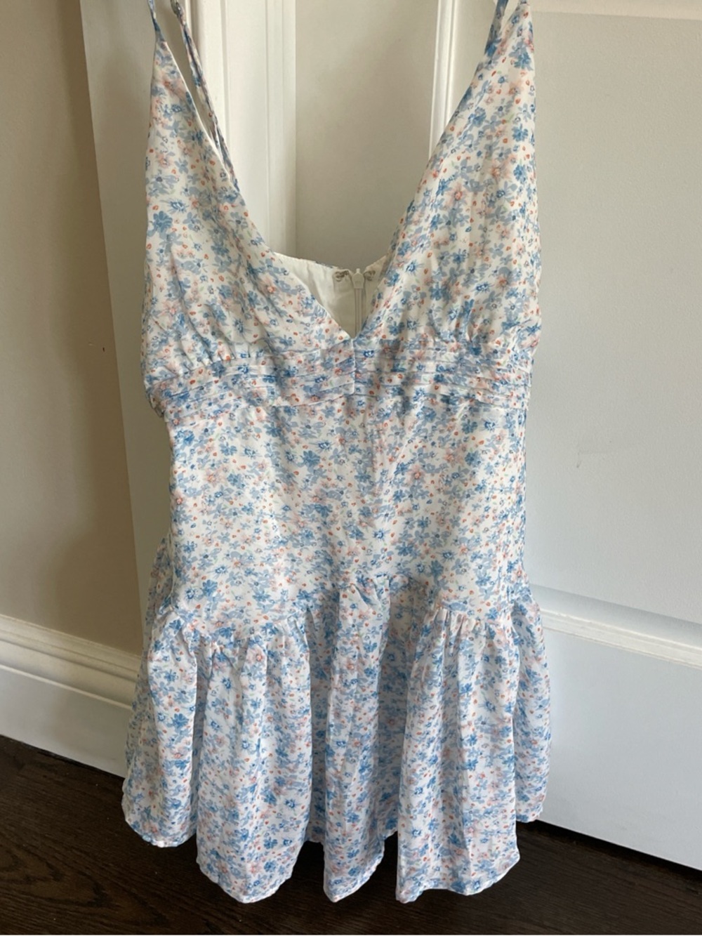 Light Floral Sundress in Soft Blue and Peach